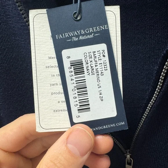 Fairway & Greene Men's Dark Blue Zip-Up Sweater NWOT
